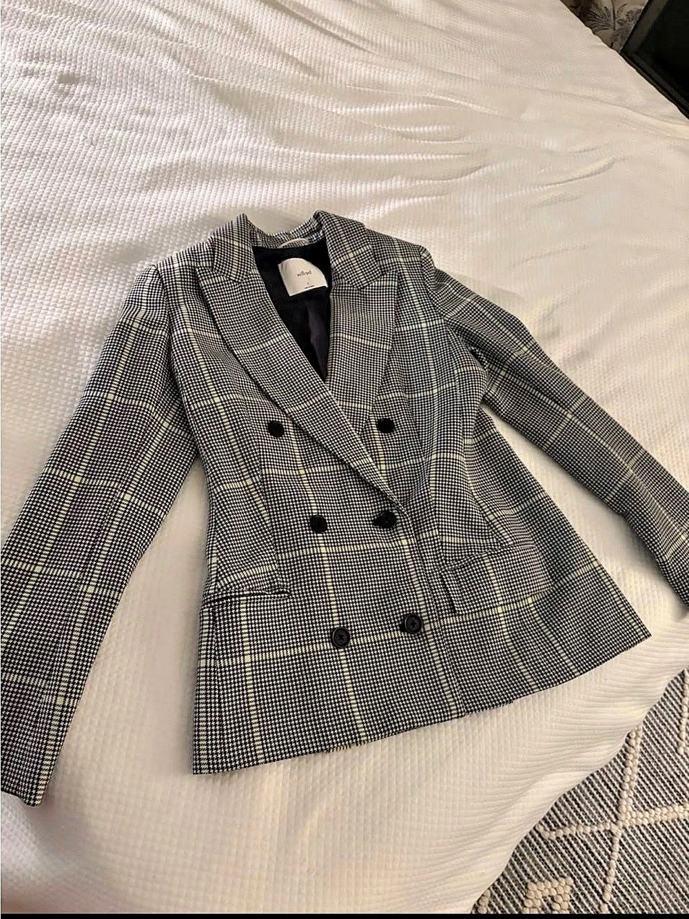 Wilfred Margaux Blazer Checked Double-Breasted Gray & Black Size 4